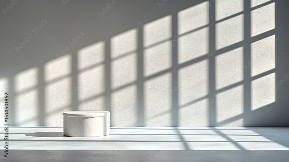 Poster elevated round concrete display base with strong vertical shadows