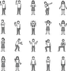 Human Figures Expressing Various Body Language Cues and Everyday Gestures.
