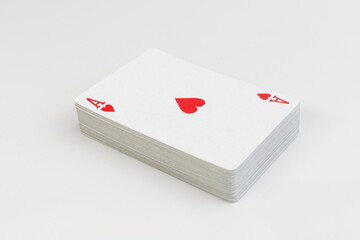 Ace of hearts playing card isolated on white background