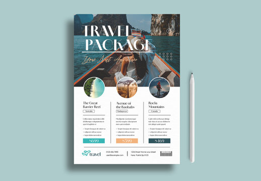 Travel Package Poster Design Template for Vacation Deals