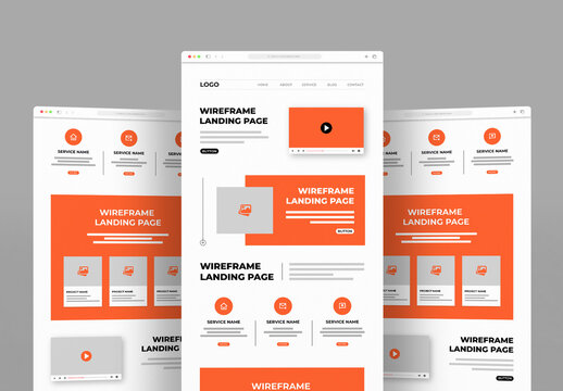Wireframe Landing Page Template for Website