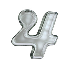 Number 4 3D render with diamond material