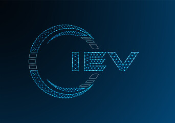 IEV low poly letter logo vector design. IEV lower poly logo design. Low poly logo.