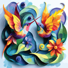 Obraz premium : Expressive Bird Kingfisher Pattern Design