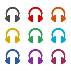 Headphones icon isolated on white background. Set icons colorful
