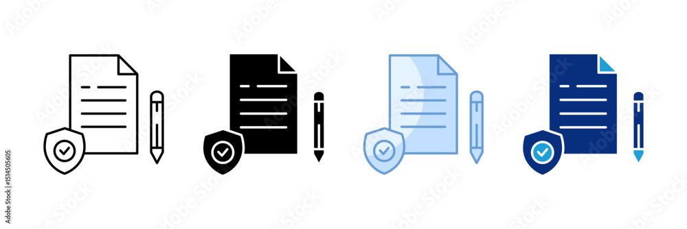 Aufkleber policy document icon set multiple style collection