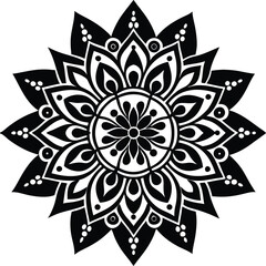 Ornate Indian Rangoli Silhouette with Abstract Geometric Shapes