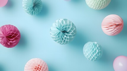 Fototapeta premium Pastel Paper Honeycomb Balls Festive Background