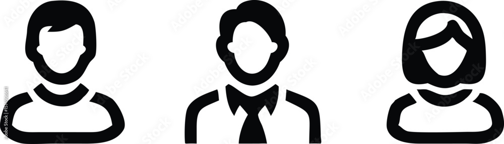 Poster simple user profile avatar silhouettes design collection featuring various unique shapes