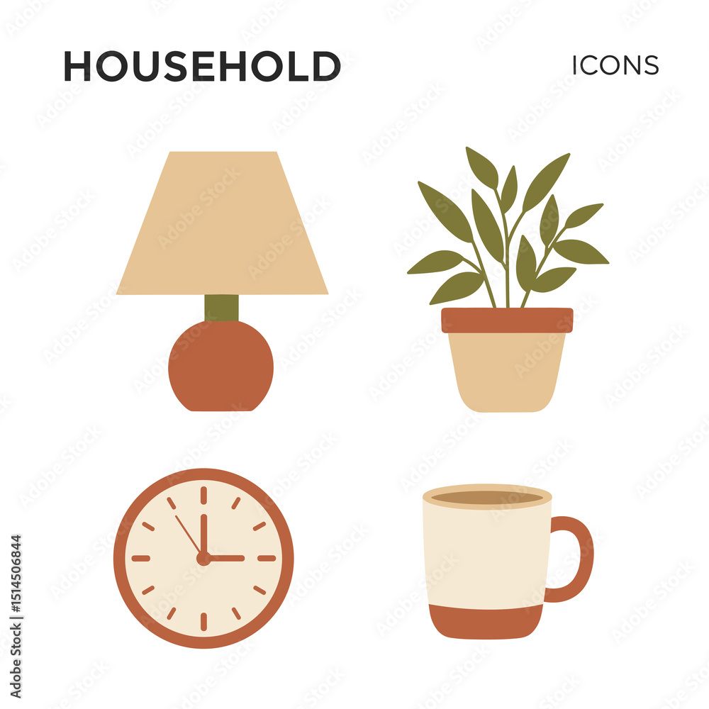 Poster household icons: a collection of simple, vector-based illustrations that are perfect for adding a to