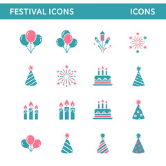 Joyful Festival Icons: A collection of charming, hand-drawn illustrations depicting festive symbols, perfect for adding a touch of fun and celebration to any design project.