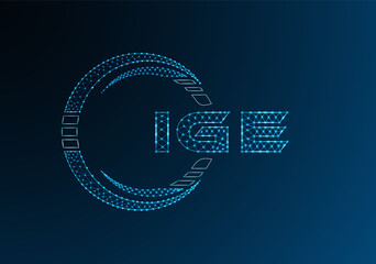 IGE low poly letter logo vector design. IGE lower poly logo design. Low poly logo.