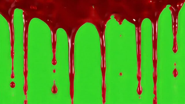Blood Dripping on Green Screen