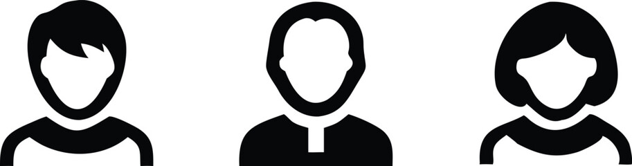 Simple user profile avatar silhouettes collection for digital interface design