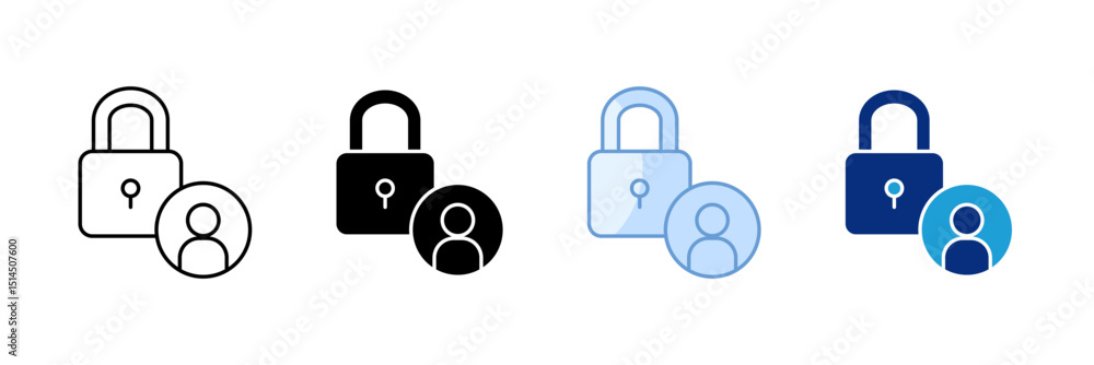 Poster physical security icon set multiple style collection