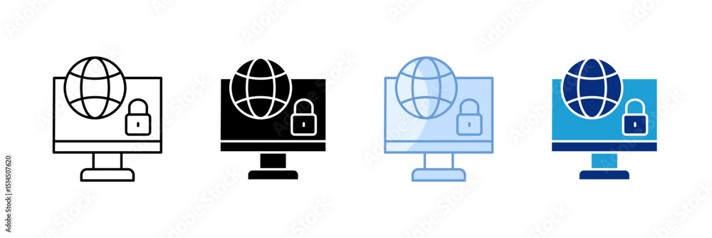 Aufkleber network security icon set multiple style collection