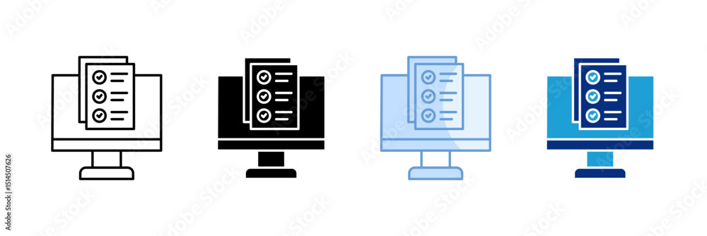 Poster compliance monitoring icon set multiple style collection