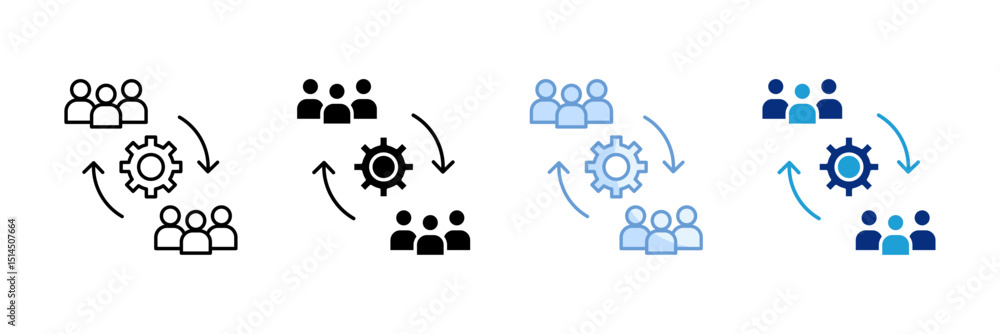 Poster change management icon set multiple style collection
