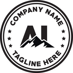 AI simple mountain silhouette logo