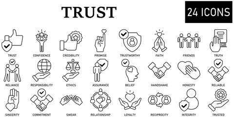 Set of Trust Icons or symbols Vector fully editable file.