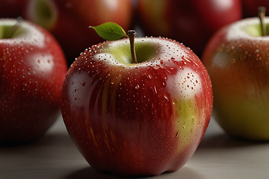 red apples with water drops