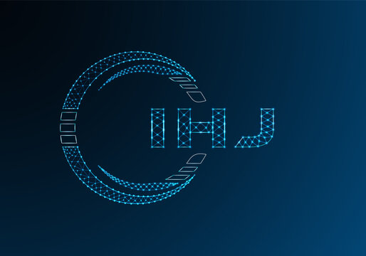 IHJ low poly letter logo vector design. IHJ lower poly logo design. Low poly logo.