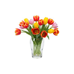 Vase with bouquet of fresh tulips