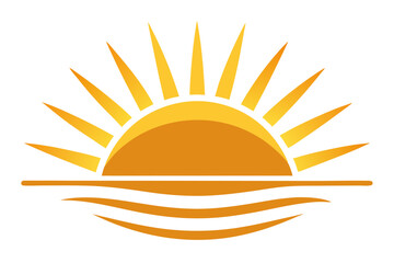 Sunrise Over Horizon Logo Line Art Vector