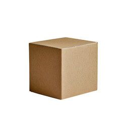 Single plain brown cardboard box isolated on a clean black background