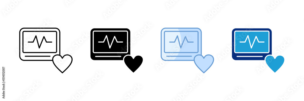 Aufkleber heartbeat line icon set multiple style collection