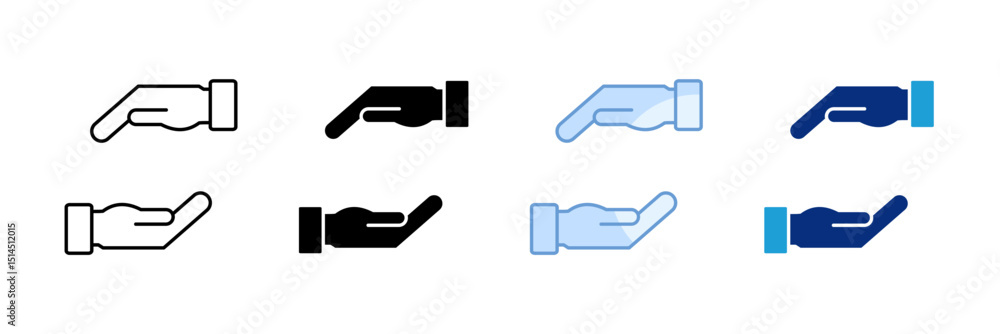 Poster open hands icon set multiple style collection