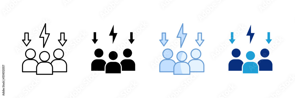 Poster conflict resolution icon set multiple style collection