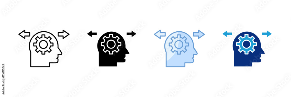 Poster behavioral icon set multiple style collection