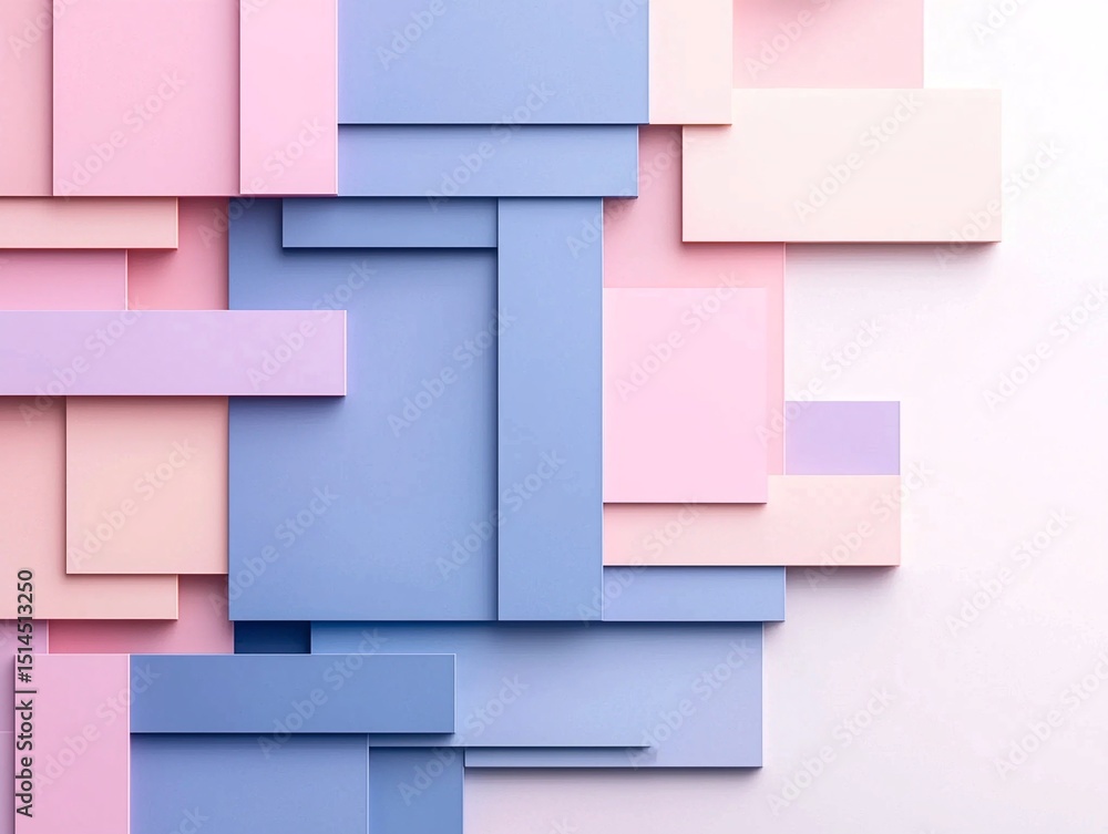 Poster abstract pastel rectangle composition with depth and layers