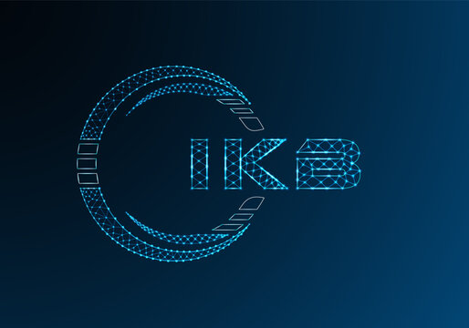 IKB low poly letter logo vector design. IKB lower poly logo design. Low poly logo.