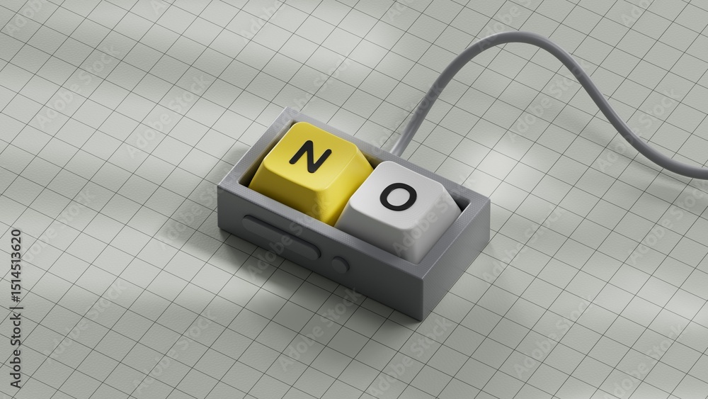 Poster computer keyboard keys with text no. negative answer concept. no risk, no violence or no discriminat