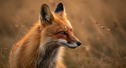 Fototapeta premium Majestic Red Fox in Golden Hour Light Wildlife Photography