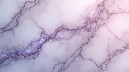 Elegant lavender marble texture with rose gold glitter veins background