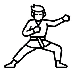 Karate Practitioner Outline Icon - Martial Arts, Self-Defense, and Combat Sport Symbol isolated on white background
