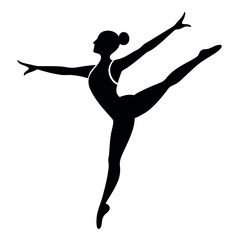Elegant Ballet Dancer Silhouette - Grace, Performance, and Dance Icon isolated on white background
