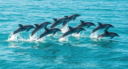 Spectacular Pod Dolphins Leaping And