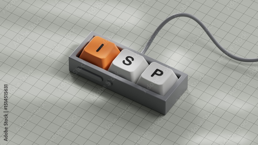 Poster isp sign on computer keyboard keys.close up of computer keyboard keys,business concept.3d rendering 