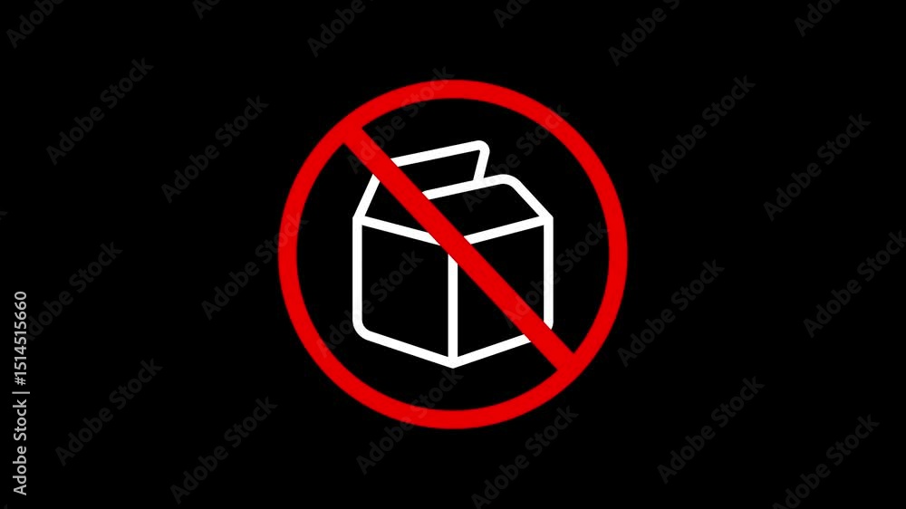 Poster no delivery allowed cardboard box open crossed sign of red color restriction sign dark background an