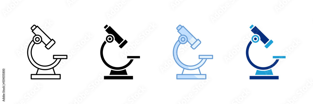 Poster microscope icon set multiple style collection