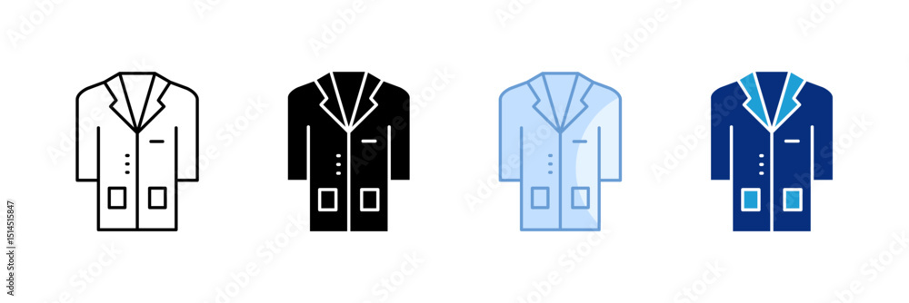 Poster lab coat icon set multiple style collection