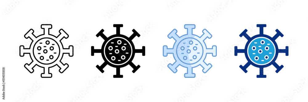 Poster virus structure icon set multiple style collection