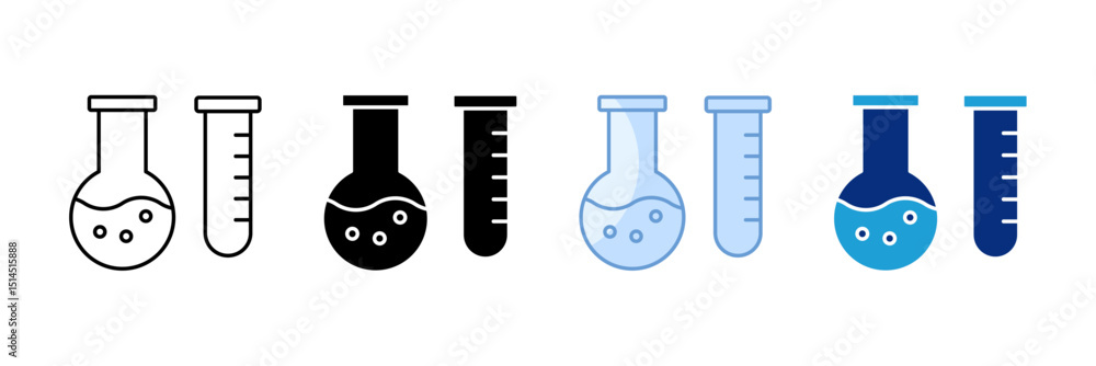 Poster lab flask icon set multiple style collection