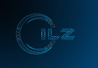 ILZ low poly letter logo vector design. ILZ lower poly logo design. Low poly logo.