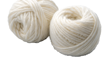 White wool threads isolated on transparent background