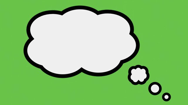 Think balloon cloud animation bubble pop up outline cartoon simple comic bold chat talk mind for text.